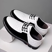 voordelige Casual Veterschoenen-Heren zwart-witte imitatieleren sneakers met sportief design – comfortabele en modieuze schoenen voor casual dagen, reizen en weekenduitjes