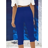 Damskie Spodnie capri Getry Urlop Moda Moda miejska Capris Wysoka talia Jednokolorowe Drukowanie Keep Warm Miękka Oddychający Elastyczny Codzienny Na zewnątrz Urlop Turkusowy Czarny Biały Fuksja Lato