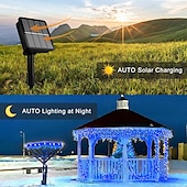halpa Aurinkoenergiakäyttöinen-1 kpl ulkokäyttöön tarkoitettu aurinkokennovalosarja, vedenpitävä valosarja, 12 m, 39 jalkaa, 100 led-helmeä, sisäpiha, puutarha, nurmikko, huvila, aita, parveke, koristevalo, häät, halloween, joulu, festivaali, tunnelma, valosarja