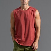 preiswerte Fitness Tank-Tops-Herren Tank Top Weste Unterhemd Ärmelloses Shirt Ärmellos Rundhalsausschnitt Sommer Einfach Mode Designer Basic Klassisch Urlaub Straße Ausgehen Schwarz Weiß Hellgrün Top T-Shirt für Herren