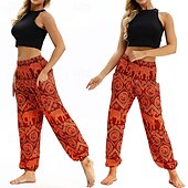 levne Spodní části-Retro Cikánský 70. léta Harémové kalhoty Kalhoty na jógu Hippie Nabíraný pas Mandala Etno Dámské předvečer Všech svatých Karneval Plážová dovolená Retro tematická párty Festival Dospělé Kalhoty