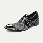 levne Elementární Společenské Boty-Černé kožené monk strap boty pro muže – Chic formální obuv na večírky a noční akce
