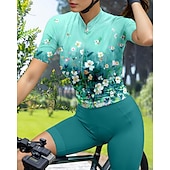 abordables Maillots pour femmes-Femmes Maillot de cyclisme Manche Courte Cyclisme Maillot Top avec 3 poches arrière Écran solaire Résistant aux UV Respirant Séchage Rapide Vert Des sports Vêtement Tenue
