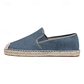 billiga Slip-ons och loafers till herrar-herrblå espadriller med slip-on-sula i jute – lätta och andningsbara skor för varmt väder