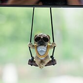 cheap Sculptures-Resin Dog Rearview Mirror Ornament, Dog Rear Mirror Accessories - Retroview Mirror Decoration - Cute Car Ornament for Truck Van Sedan for Bedrooms for Camer