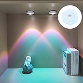 billige Innendørsbelysning-Sekskantet katteøye-vegglampe, skaplamper, solnedgangslampe, projektor, solnedgangslys, batteridrevet, berøringslys, kranlys, av/på, selvklebende lys, for bokhylle, spiskammers, hjem og soveromsdekor