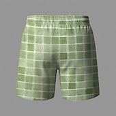 billige Geometrisk trykk-Herre Geometrisk Rutet Gitter / Teppe Badeshorts Surfeshorts Medium Midje Fritid utendørs Feriereise Hverdag Sidelommer Mesh fôr Elastisk snøring i midjen Designer Klær