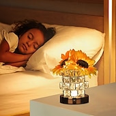 tanie Dekoracyjne światła-słonecznik led lampka nocna róża kryształ dekoracja lampa stołowa usb akumulator biurko sypialnia lampka nocna atmosfera światło prezent urodzinowy