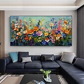cheap Floral/Botanical Paintings-Mintura Handmade Texture Flower Oil Paintings On Canvas Wall Art Decoration Modern Abstract Picture For Home Decor Rolled Frameless Unstretched Painting