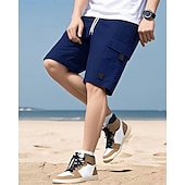 economico Vacanza-Per uomo Pantaloncini cargo Shorts Pantaloncini Estivi Coulisse Elastico in vita Multi-tasche Semplice Comodità Indossabile Lunghezza al ginocchio All&#039;aperto Sport Quotidiano Moda Casual Nero Blu
