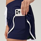 baratos Saias e Skorts Femininos-Aberto dos EUA Mulheres Saia de tênis Saias de tênis com shorts Com Cordão Assimétrico Encadernação de contraste Elasticidade Alta Tênis Golfe Corrida Branco Azul Marinho Escuro Verde Roupas de tênis
