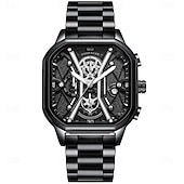preiswerte Quarz-Uhren-Mode für Männer Armbanduhren Luxus Chronograph leuchtend wasserdicht Datum Mann Uhr quadratisches Zifferblatt Leder Quarz Herrenuhren