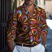 voordelige Geometrisch patroon-Voor heren Geometrisch Kleurenblok Raster / Plaid Overhemd Overhemd met knopen Casual overhemd Lange mouw Mode-casual Formeel Vakantie Dagelijks gebruik Zomer Lente Strijkijzer 3D-afdrukken shirts
