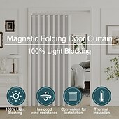 cheap Door Curtains-1 Linen Textured Magnetic Folding Room Divider Curtain, Blackout Curtain Closet Door Curtain Invisible for Bedroom Room Living Room No Puching or Tools