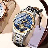 economico Orologi al quarzo-Orologio cronografo di lusso da uomo – orologio da polso al quarzo in acciaio inossidabile impermeabile con quadrante luminoso e datario