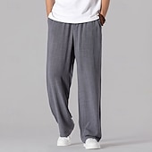 economico Classico-Per uomo Pantaloni di Lino Pantaloni Pantaloni Estivi Pantaloni da Spiaggia Tasca Coulisse Elastico in vita Semplice Comodità Traspirante Vacanza Quotidiano Ferie Hawaiano Boho Nero Bianco