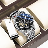abordables Relojes mecánicos-Reloj de lujo de alta calidad para hombre, resistente al agua, luminoso, cronógrafo con fecha, reloj de acero inoxidable de cuarzo para hombre.