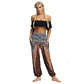 abordables Fondos-Retro Antiguo Boho Años 70 Pantalones Harem Pantalones de yoga Hippie Cintura elástica Pavo real Plumas Mujer Víspera de Todos los Santos Carnaval vacaciones en la playa Fiesta temática retro Festival