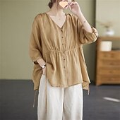 levne Sady-Dámské Aktivní Módní Halenka Sady kalhot 3/4 délka rukávu Do V Pevná barva Venkovní Dovolená Námořnická modř Khaki Léto Běžný