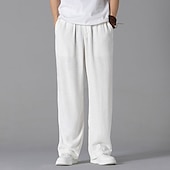 economico Classico-Per uomo Pantaloni di Lino Pantaloni Pantaloni Estivi Pantaloni da Spiaggia Tasca Coulisse Elastico in vita Semplice Comodità Traspirante Vacanza Quotidiano Ferie Hawaiano Boho Nero Bianco