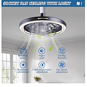 cheap Light Bulbs-1 Pc E26/27 Socket Ceiling Fan Light Remote Control Three Color Adjustable Wind Speed Timing Adjustable Dining Room Bedroom Living Room Ceiling Fan Light 100-240v