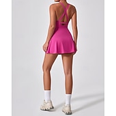 economico Abbigliamento Tennis da donna-Per donna Tinta unita Abito da tennis con pantaloncini e reggiseno incorporati Abito sportivo Senza Maniche Arricciato Traspirante Tennis Pickleball Il giro Vestito Nero Blu marino scuro Marrone
