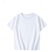 halpa T-paidat ja muut paidat-Lapset Poikien T-paita Tee Yhtenäinen väri Lyhythihainen Crewneck Lasten toppi ulko- Perus Kesä Musta 4 vuotta +