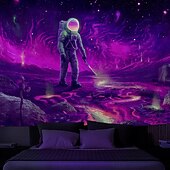 billiga Blacklight tapestries-Svartljusvävning som lyser i mörkret glow party UV-reaktiv astronaut trippy dimmig svamp hängande väggkonstmur för vardagsrum sovrum