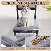 ieftine Husa scaun de sufragerie-Pachet de 4 huse de scaune mari din plastic pentru sufragerie, transparente, din PVC, cu curea reglabilă pentru scaune standard de 45x43 cm, rezistente la pete, apă și zgârieturi.