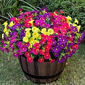 baratos Plantas e Flores Artificiais-16 maços de flores artificiais artificiais para áreas externas - 4 cores de ipomeia artificial para plantador, flores artificiais resistentes a raios UV para varanda e pátio externo