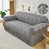 abordables Funda de sofá-Funda de sofá de 1 pieza con volante, moderna, elástica, ajustada, con detalles elásticos, lavable a máquina, con impresión reactiva, adecuada para sillones, sofás dobles, triples y cuádruples.