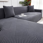 preiswerte Sofabezug-Stretch-Sofabezug, Schonbezug, Jacquard, elastisch, Sofagarnitur, Sessel, Loveseat, 4- oder 3-Sitzer, L-Form, grau, botanische Pflanzen, weich, strapazierfähig, waschbar