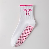 halpa Henkilökohtainen hoito ja terveys-3 paria pitäviä pilates-sukkia naisille, liukumattomat jooga-urheilusukat, pitkät puuvillaiset liukumattomat sukat silikonipisteillä, hengittävät hiljaiset barre-sukat sisätiloissa käytettäväksi