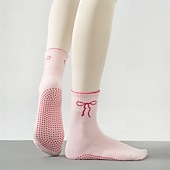 halpa Henkilökohtainen hoito ja terveys-3 paria pitäviä pilates-sukkia naisille, liukumattomat jooga-urheilusukat, pitkät puuvillaiset liukumattomat sukat silikonipisteillä, hengittävät hiljaiset barre-sukat sisätiloissa käytettäväksi