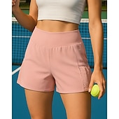 cheap Women&#039;s Skirts &amp; Skorts-Women&#039;s Solid Colored Sports Shorts Tennis Shorts 2 in 1 Moisture Wicking Breathable Tennis Golf Pickleball Black Yellow Pink Tennis Clothing