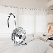cheap Shower Curtains-12 Pcs Acrylic Decorative Rolling Diamond Shower Curtain Hooks Rust Proof Rhinestones Crystal Bling Shower Curtain Hooks for Curtain and Shower Rod, Clear Round