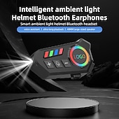 billiga Hjälmheadset för motorcykel-k06 hjälm bluetooth headset med omgivande ljus – vattentät trådlös intercom för motorcykel med CVC-brusreducering, 5.4-chip, långt batteri, röstassistent för hel- och halvhjälmar