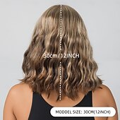 cheap Synthetic Trendy Wigs-Synthetic Wig Water Wave Curly Weave Asymmetrical Neat Bang Machine Made Wig 12 inch A1 Synthetic Hair Women&#039;s Soft Party Classic Blonde