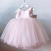 cheap Party Dresses-Kids Girls&#039; Party Dress Solid Color Sleeveless Performance Mesh Princess Sweet Mesh Mid-Calf Sheath Dress Tulle Dress Summer Spring Fall kids Pink Sky Blue Purple