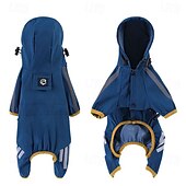 baratos capa de chuva-Capa de chuva para cachorro, capa de chuva impermeável com capuz, capa de chuva refletiva alta para animais de estimação com furo para guia para cães pequenos, médios e grandes