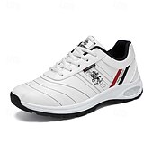 preiswerte Sneaker für Herren-weiße Sport-Sneaker für Herren mit rotem Akzent und leichtem Design – sportlich, stylisch, ideal für Freizeit und Sport