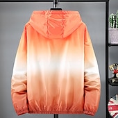 baratos casacos ativos masculinos-Homens jaqueta leve Casaco exterior jaqueta de verão Férias Diário Filtro Solar Secagem Rápida Bolsos Verão Primavera Gradual Moda Clássico Com Capuz Padrão Amarelo Rosa claro Azul Laranja Casaco