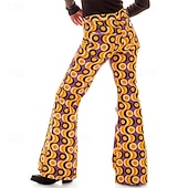 levne Spodní části-Retro 70. léta Báječný Kalhoty do zvonu Roztažené kalhoty Disko Mid Rise Psychedelické Maškarní kostým Dámské předvečer Všech svatých Karneval Dovolená hudební festival Festival Dospělé Kalhoty