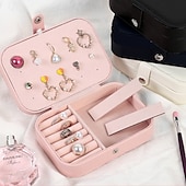 levne Skladování šperků-Dvouvrstvý přenosný organizér na šperkovnice na náušnice, náhrdelníky, prsteny, jednoduchý elegantní cestovní pouzdro na šperky, antioxidační úložný box pro ženy