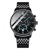 abordables Relojes mecánicos-Reloj de moda para hombre, cronógrafo de acero inoxidable, malla de cuarzo, reloj de pulsera para hombre, resistente al agua, luminoso, fecha, relojes deportivos para hombre.