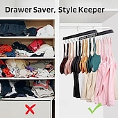 cheap Home Storage &amp; Hooks-2 Pack Bra Hanger for Closet Organizer Premium Wooden Tank Top Hangers with 40 Foldable Hooks 360 Rotating Design Space Saving Storage for Tank Tops Bras Scarves and More