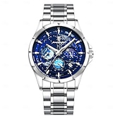 cheap Quartz Watches-916 Men&#039;s Stainless Steel Watch – Luminous Dial, Multi-Function Quartz Movement, Calendar, 3ATM Waterproof, Elegant Business Style