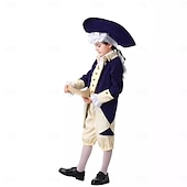 رخيصةأون أزياء-عتيق / معتق روكوكو القرن ال 18 زي تأثيري ملابس العصر الاستعماري ملابس تنكرية رجالي للصبيان عيد الرعب مهرجان مناسب للحفلات أداء حفلة تنكرية للأطفال للبالغين معطف سترة بنطلونات