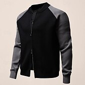 preiswerte Lässige Jacken-Herren übergangsjacke Collegejacke Täglich Tasche Ganzjahres Farbblock Mode Stehkragen Regulär Schwarz Weiß Grau Jacken