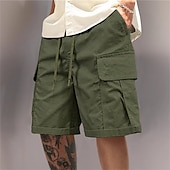 billige Klassisk-Herre Cargoshorts Outdoor Shorts Joggeshorts Casual shorts Shorts til turbruk Elastisk midje Multi lomme عادي Fukttransport Anvendelig Knelengde utendørs Avslappet Daglig Ferie Mote Svart Lysegrønn